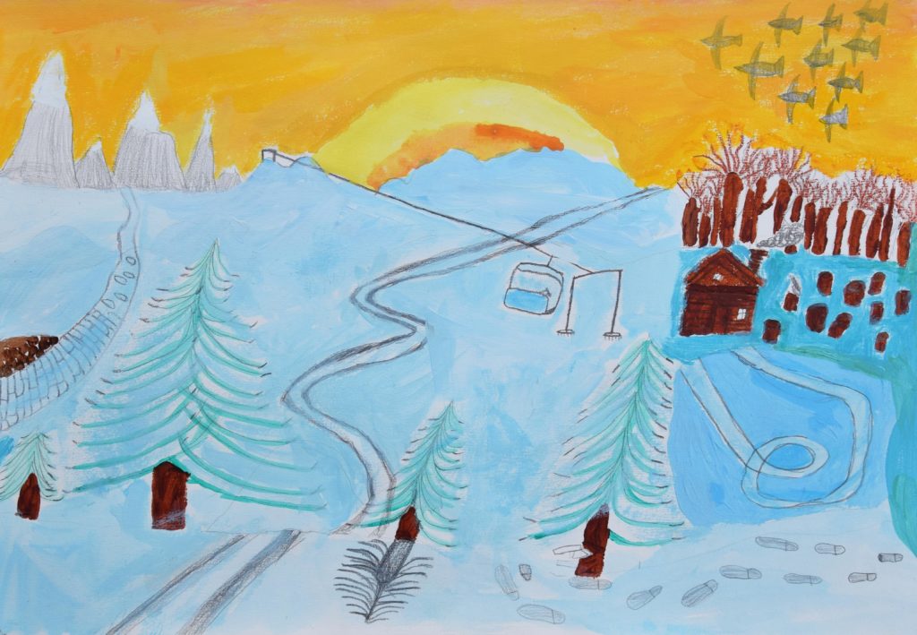 Travail sur la neige de l'atelier des enfants de l'atelier d'art esquisse de Rambouillet