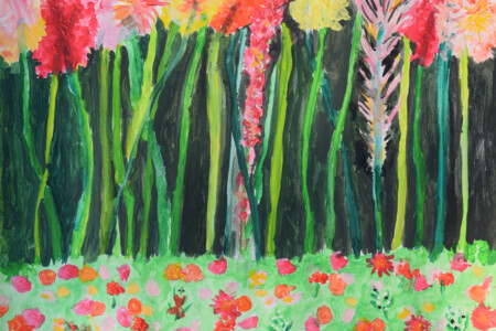 champ de fleur de l'atelier ados atelier d'art esquisse Rambouillet