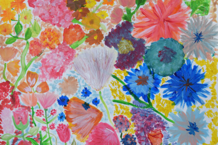 champ de fleur de l'atelier ados atelier d'art esquisse Rambouillet