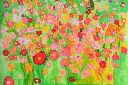 champ de fleur de l'atelier ados atelier d'art esquisse Rambouillet