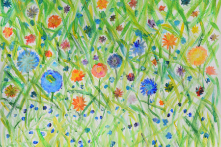 champ de fleur de l'atelier ados atelier d'art esquisse Rambouillet