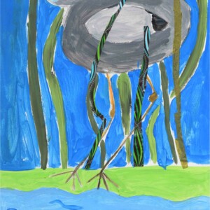 Peintue du héron avec les enfants de l'atelier d'art esquisse-1