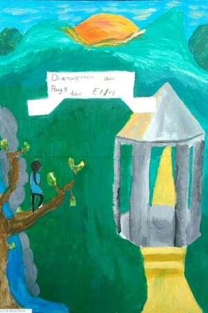 Peinture et collage des ados de l'atelier d'art esquisse de Rambouillet