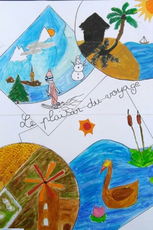 Peinture et collage des ados de l'atelier d'art esquisse de Rambouillet