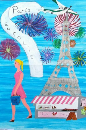 Peinture et collage des ados de l'atelier d'art esquisse