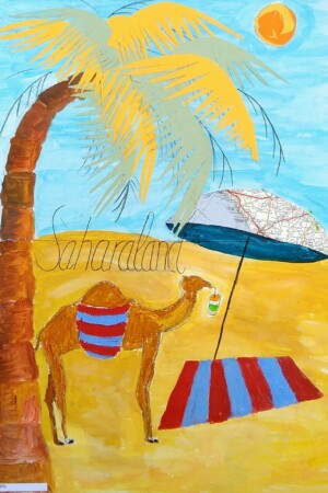 Peinture et collage des ados de l'atelier d'art esquisse de Rambouillet