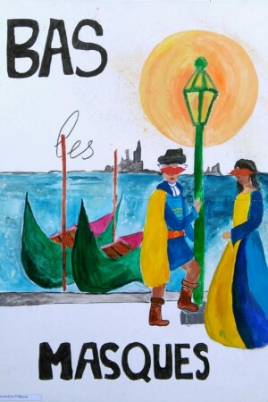 Peinture et collage des ados de l'atelier d'art esquisse de Rambouillet