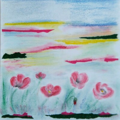 Atelier d'art esquisse adulte. Un champ de fleurs sur les pas de Klimt.
