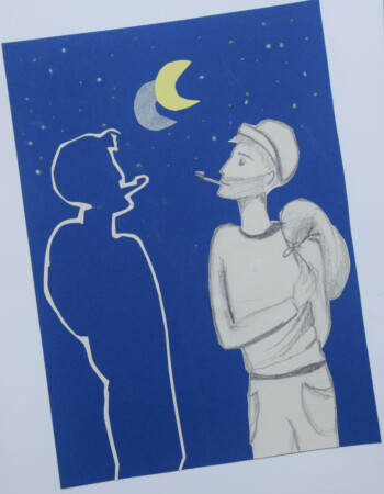 peinture des lycéens de l'atelier d'art esquisse autour d'un poème d'Hervé Martin