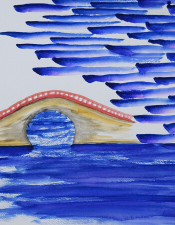 peinture des lycéens de l'atelier d'art esquisse autour d'un poème d'Hervé Martin