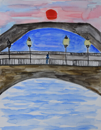 peinture des lycéens de l'atelier d'art esquisse autour d'un poème d'Hervé Martin