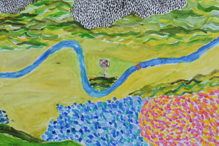 Peinture des enfants de l'atelier d'art esquisse de Rambouillet à partir d'un conte de Mario Urbanet