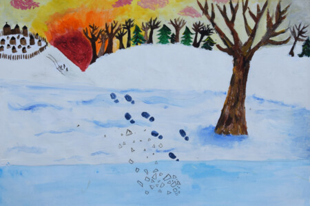 Peinture à partir d'un conte donné par Caroline Gilly