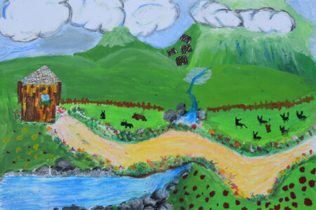 Peinture à partir d'un conte donné par Caroline Gilly