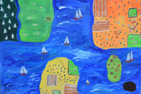 Peinture des enfants de l'atelier d'art esquisse de Rambouillet à partir d'un conte de Mario Urbanet