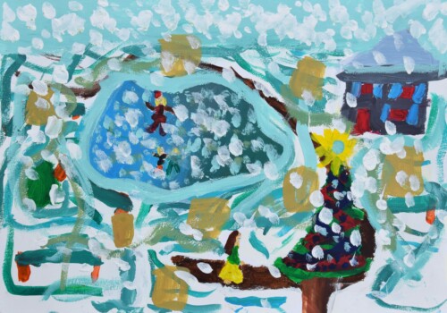Travail sur la neige de l'atelier des enfants de l'atelier d'art esquisse de Rambouillet