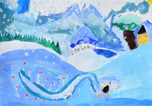 Travail sur la neige de l'atelier des enfants de l'atelier d'art esquisse de Rambouillet