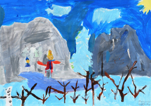 Travail sur la neige de l'atelier des enfants de l'atelier d'art esquisse de Rambouillet