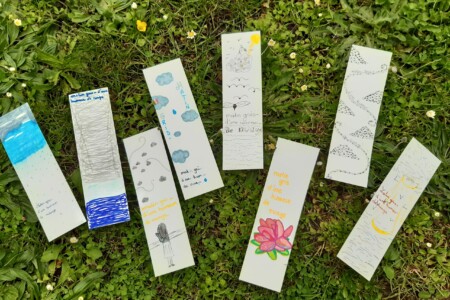 Marques pages réalisés par l'atelier ados à partir des haïkus du recueil Falaises d'Aval de Michel Duflo et Véronique Arnault