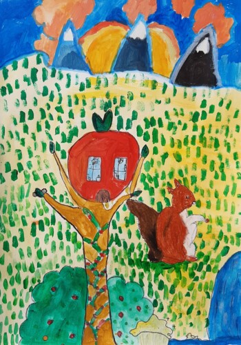 Peintures réalisées par les enfants de l'atelier d'art esquisse de Rambouillet 2021-22