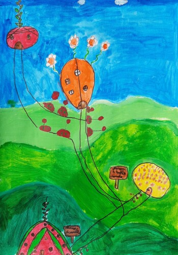 Peintures réalisées par les enfants de l'atelier d'art esquisse de Rambouillet 2021-22