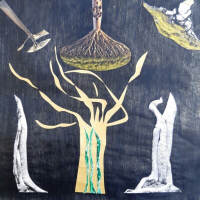 Collage réalisé par l'atelier d'art esquisse de Rambouillet. Cours d'art, cours de dessin, cours de peinture 2021- 2022