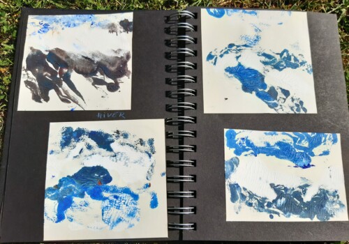 Travaux réalisés par l'atelier d'art esquisse de Rambouillet dans le cadre du cours de dessi, cours de peinture et collage 2021-2022