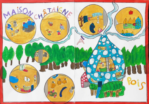 Projet collectif de maison vég&tale réalisé par l'Atelier d'art esquisse de Rambouillet 2022