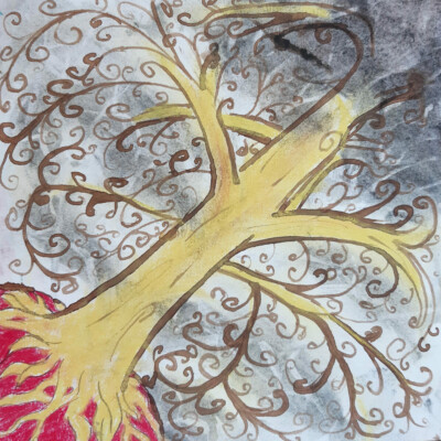 Arbre de vie réalisé ave l'atelier des jeunes et adultes de Rambouillet - cours de dessin, cours de peinture de l'Atelier d'art esquisse