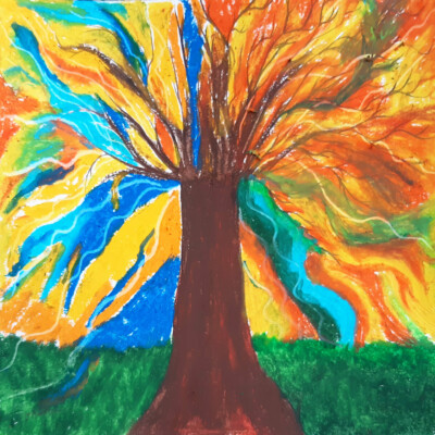 Arbre de vie réalisé ave l'atelier des jeunes et adultes de Rambouillet - cours de dessin, cours de peinture de l'Atelier d'art esquisse
