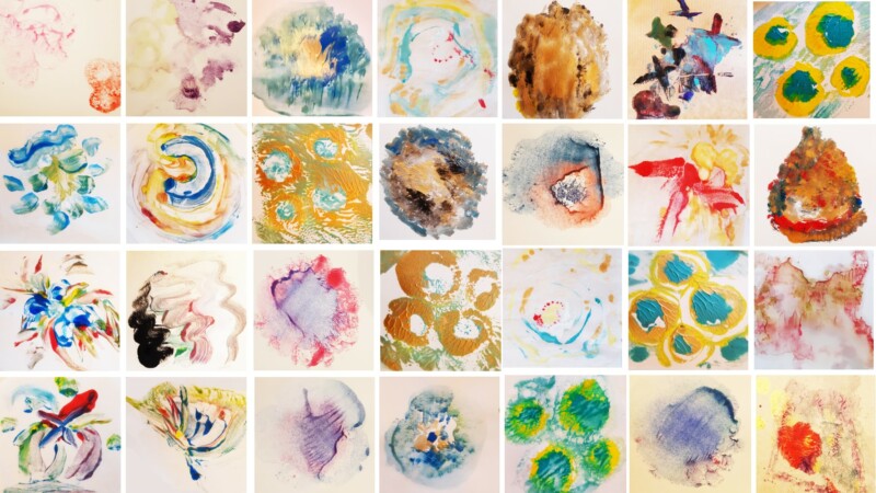 Etude au monotype réalisé par l'atelier d'art esquisse de Rambouillet
