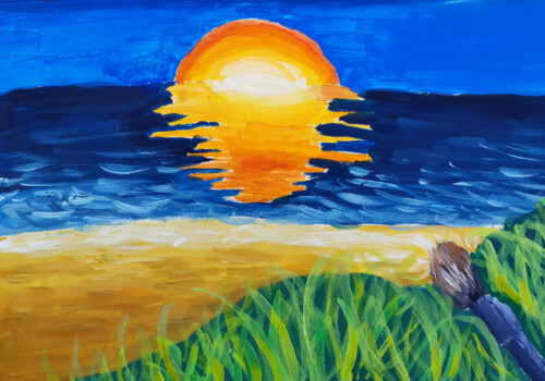 Peinture, dessin, collage de l'atelier des ados réalisé par l'atelier d'art esquisse de Rambouillet, pour l'année 2023-2024