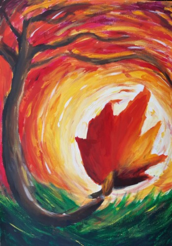 Peinture, dessin, collage de l'atelier des ados réalisé par l'atelier d'art esquisse de Rambouillet, pour l'année 2023-2024