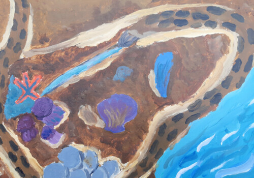 Peinture, dessin, collage de l'atelier des ados réalisé par l'atelier d'art esquisse de Rambouillet, pour l'année 2023-2024