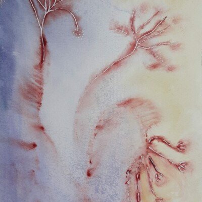 Travaux réalisés par l'atelier d'art esquisse des adultes à Rambouillet , en dessin, peinture et collage sur le thème des Herbes folles.