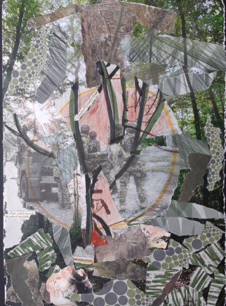 Travaux réalisés par l'atelier d'art esquisse des adultes à Rambouillet , en dessin, peinture et collage sur le thème des Herbes folles.