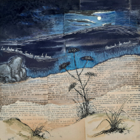 Dessin, peinture et collage de l'atelier des jeunes et adultes de l'Atelier d'art esquisse de Rambouillet, année 2023-2024.